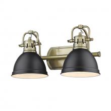  3602-BA2 AB-BLK - Duncan 2 Light Bath Vanity in Aged Brass with Matte Black Shades